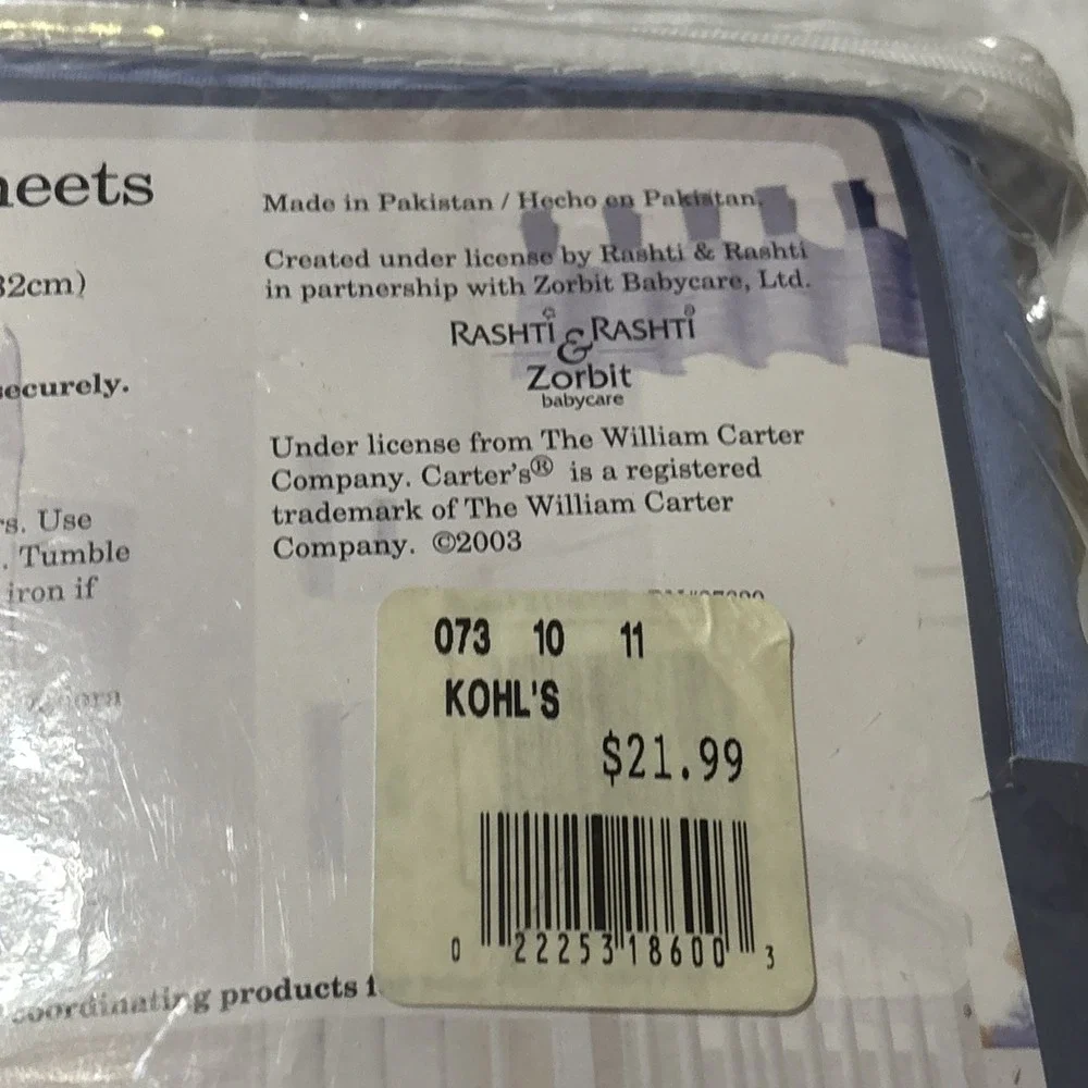 Carter's Classics Cotton Knit Crib Sheets Bears Blue Z18600H 2003‎ NEW